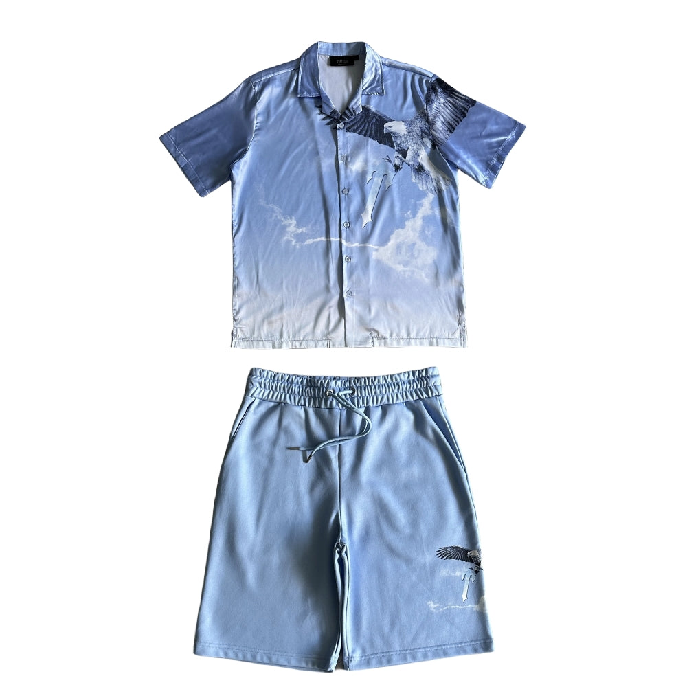 Conjunto de camisa Trapstar Eagle - Azul blanco – hipstersbuy