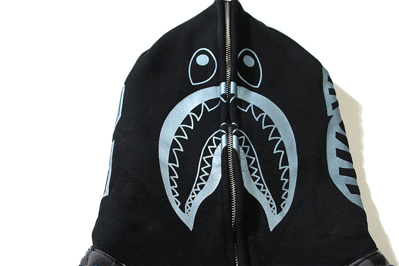 Bape Shark Camo Full Zipper Sweatshirt Shark Camo Hoodie Jacket - BLACK