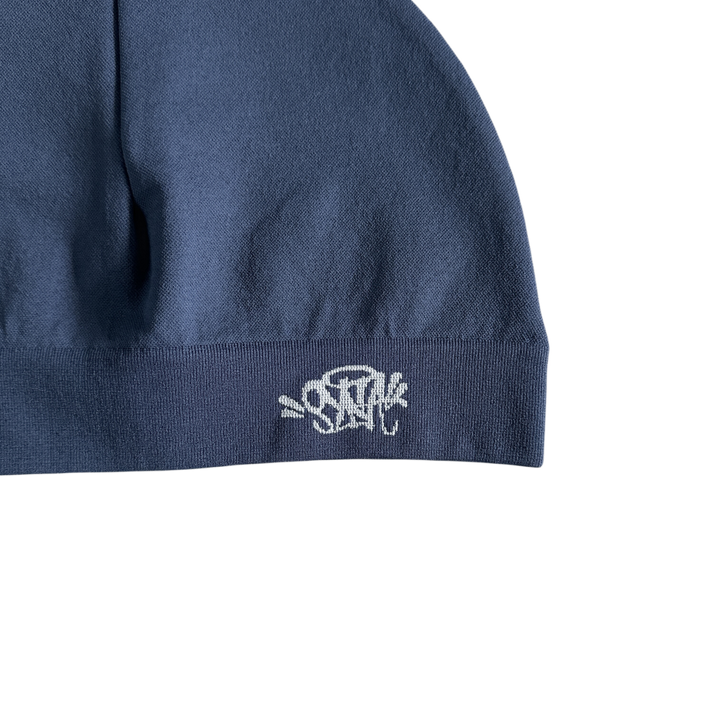 Bérets Casquette de Course Syna World Logo Crâne Chapeau Tricot Bonnet Hommes Femmes Y2k Chaud Bonnets SY Sans Couture Chapeau Froid - Bleu/Blanc