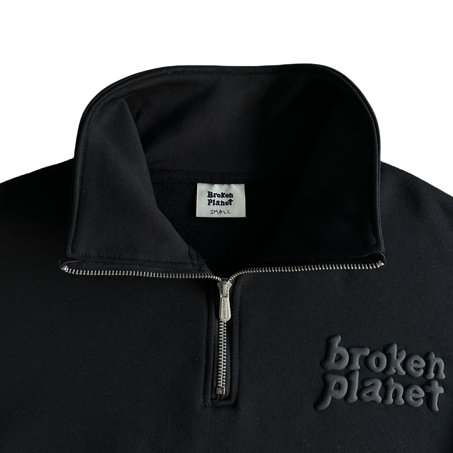 Broken Planet Basics Quarter Zip Jumper Sweater Sweat-shirt streetwear unisexe - Noir minuit