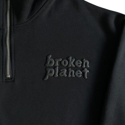 Broken Planet Basics Quarter Zip Jumper Sweater Unisex Streetwear Sweatshirt - Midnight Black