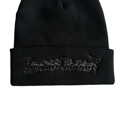 Broken Planet Dark Hours Beanie Embroidered Knitted Hat Cap - Black