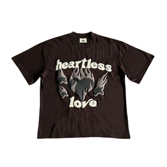 Broken Planet Heartess Love T-shirt pull à manches courtes - Marron moka