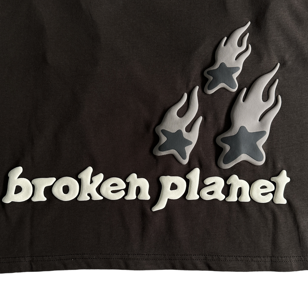 Broken Planet Heartess Love T-shirt pull à manches courtes - Marron moka