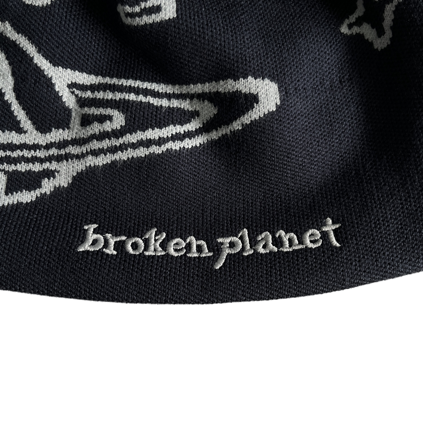 Broken Planet Knitting Beanie Berets Embroidered Letter Outer Space Beanie Hat Winter Warmth Wear Cap - OS Blue