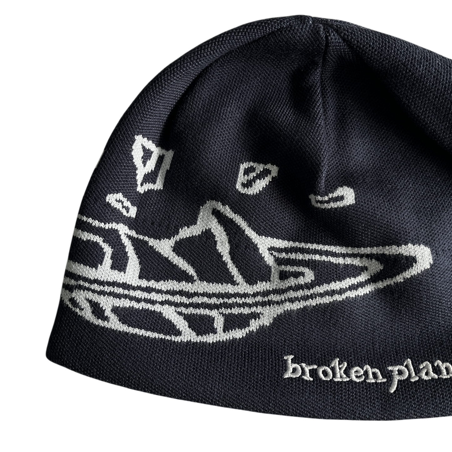 Broken Planet Knitting Beanie Berets Embroidered Letter Outer Space Beanie Hat Winter Warmth Wear Cap - OS Blue