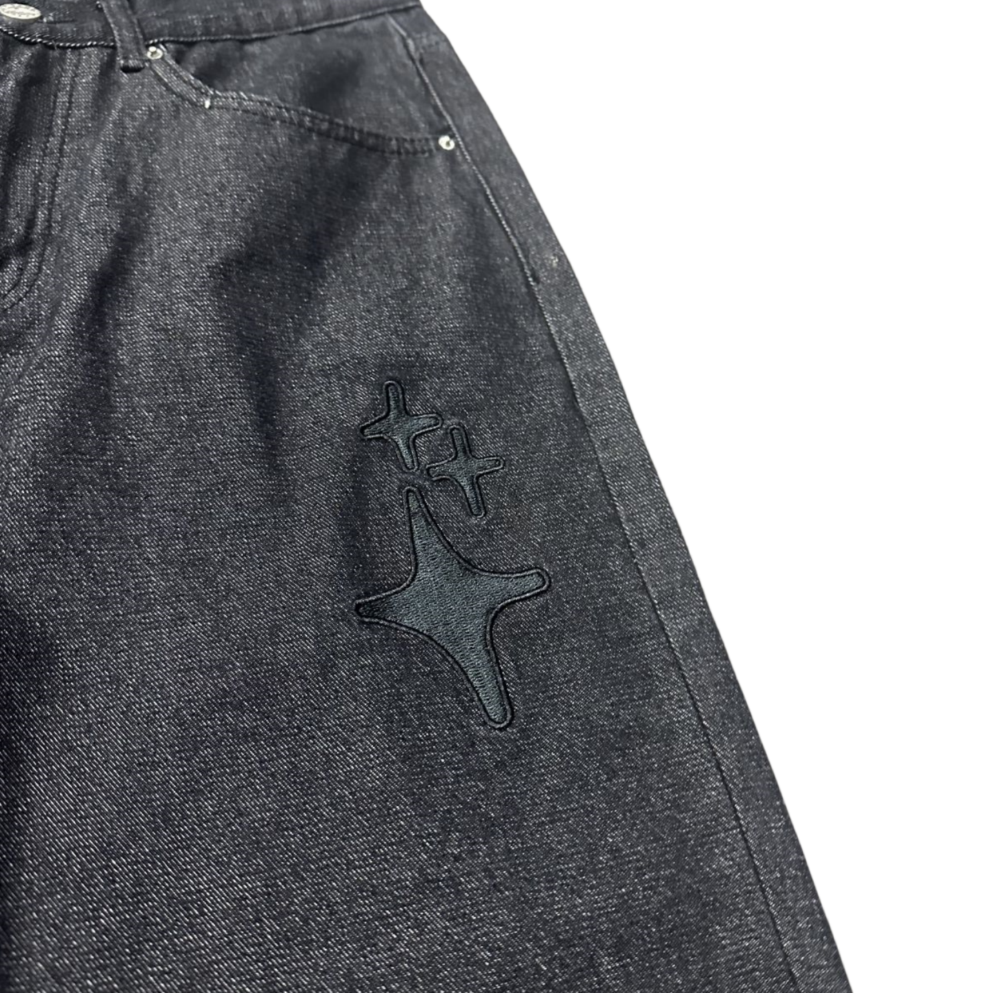 Broken Planet Jeans pour Hommes et Femmes Pantalons imprimés étoiles Streetwear Pantalons Droits Larges décontractés - Denim foncé