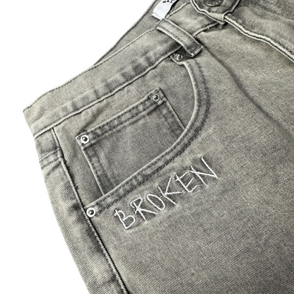 Broken Planet Men's Women's Jeans Star Print Trousers Streetwear Casual Straight Wide Leg Pants - Light Denim