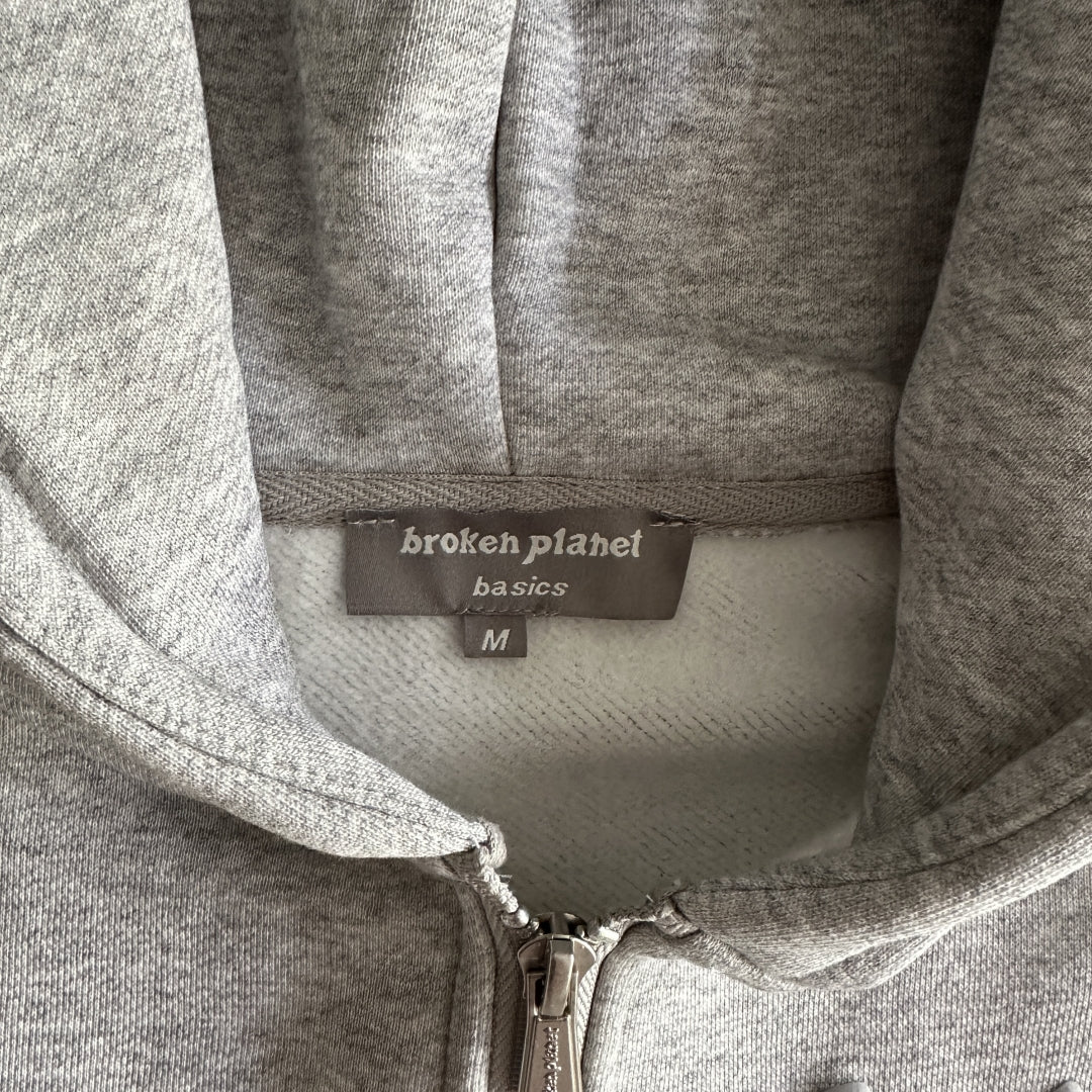 Broken Planet Women's Basics Cropped Zip Up Hoodie Hooded Cardigan Sweatshirt - Gray - Hipstersbuy