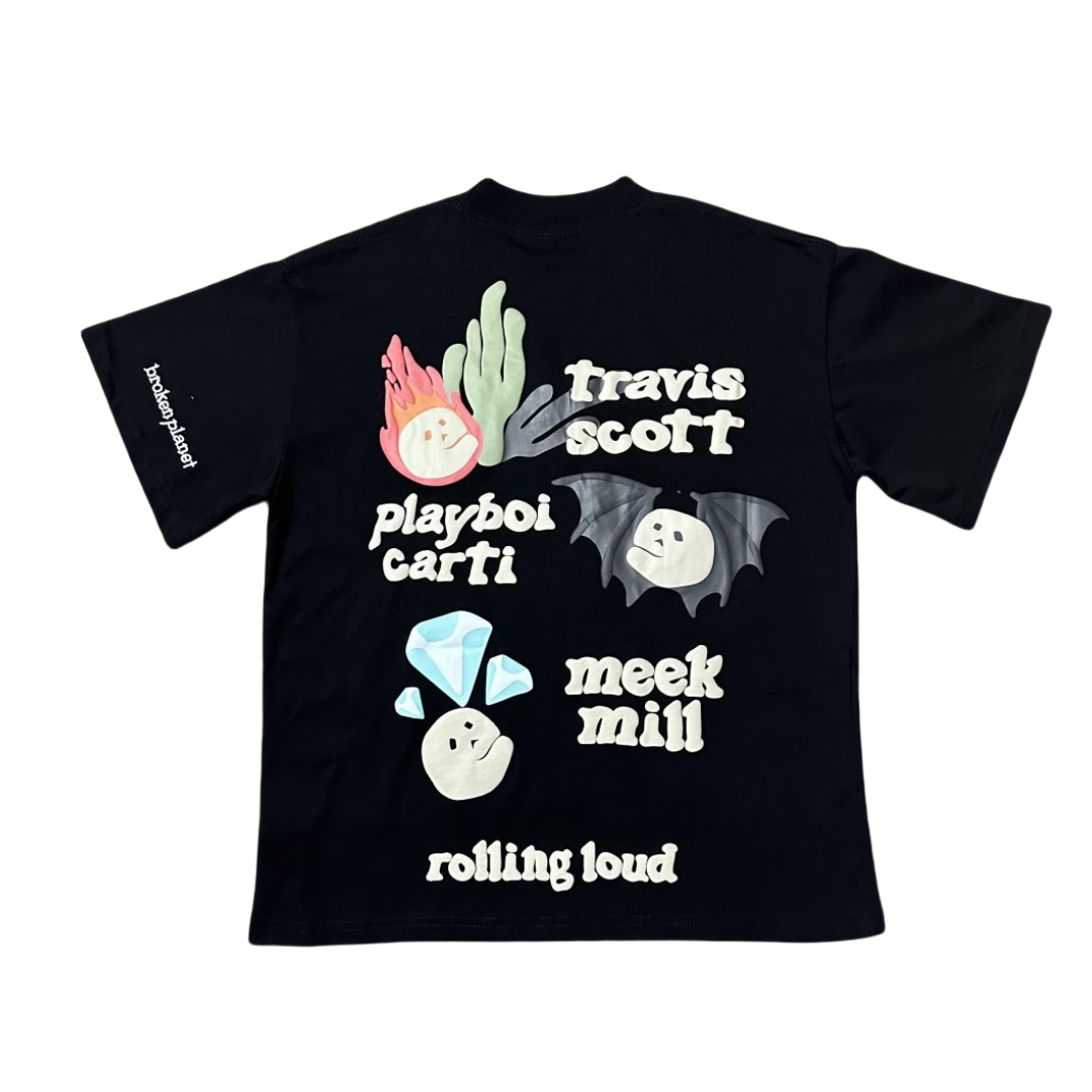 Broken Planet X Rolling Loud T-shirt Pull Haut à Manches Courtes - Noir