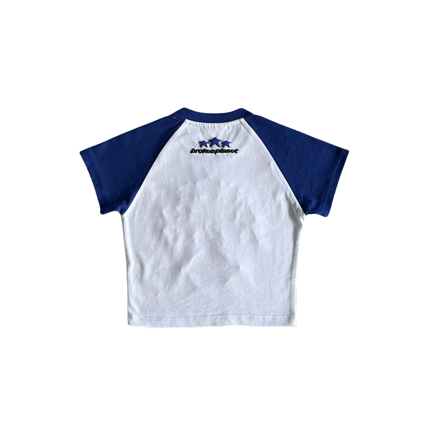 Broken Planet 'born to be fast' Baby Tee Casual Streetwear Short Sleeve T-shirt- White/Blue