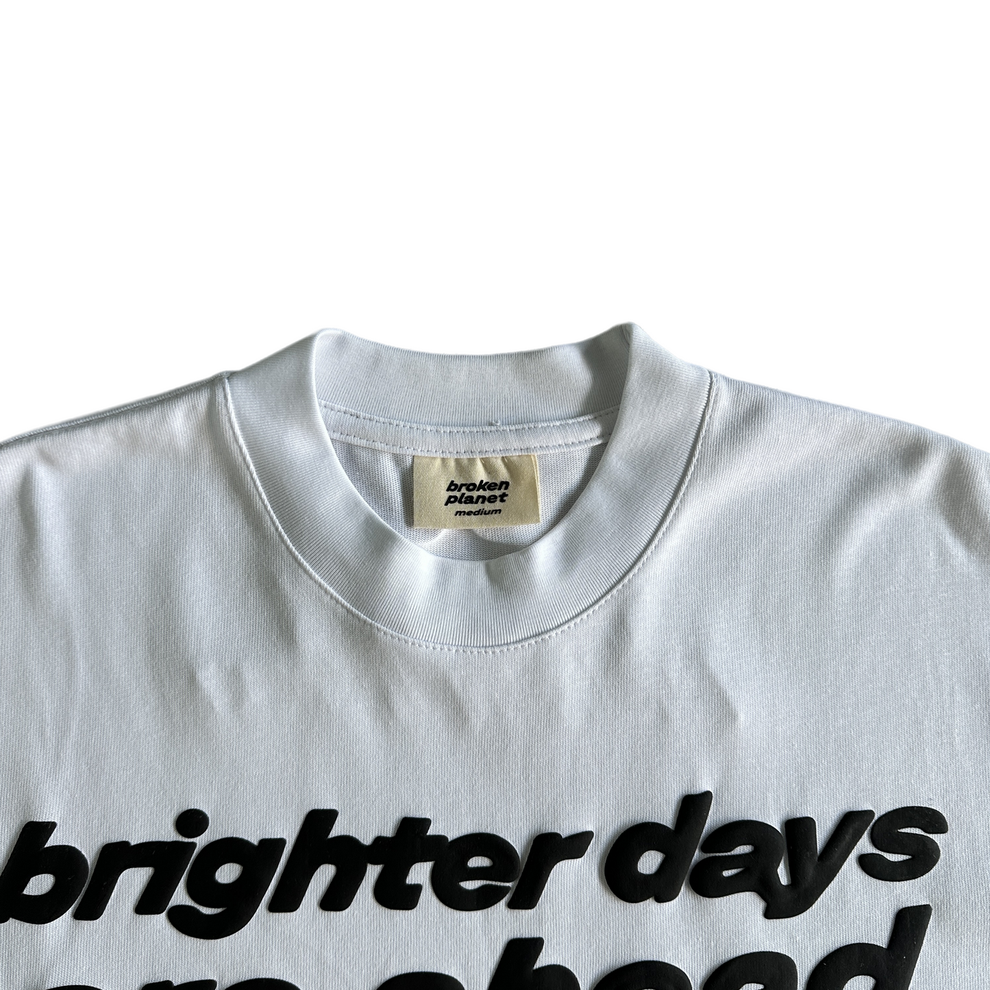 Broken Planet « des jours plus brillants sont à venir » Tee-shirt décontracté streetwear à manches courtes - Blanc