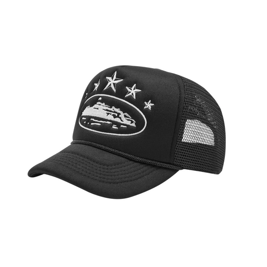 Corteiz 5 Starz Alcatraz Mesh Trucker Hat -Black