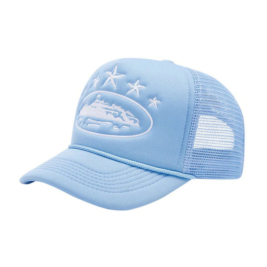Corteiz 5 Starz Alcatraz Mesh Trucker Hat - Blue