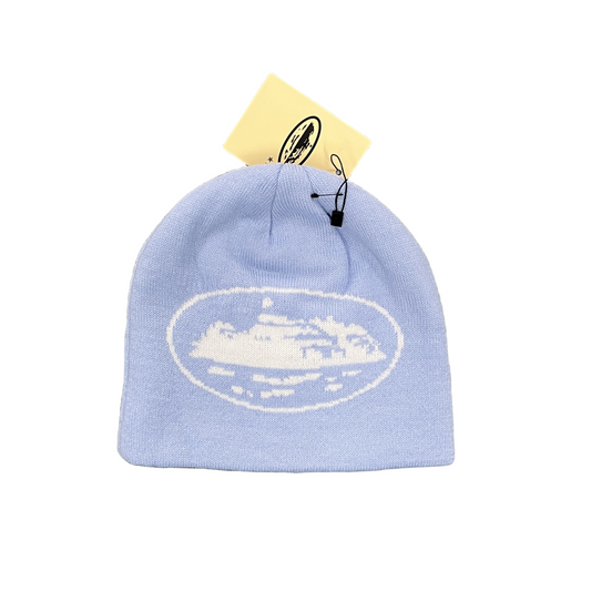 Corteiz Alcatraz Beanie Tricot Chaud Cap Demon Cold Hat - Bleu bébé