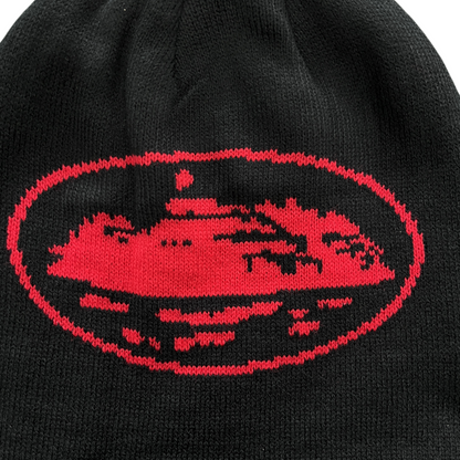 Corteiz Alcatraz Beanie Knitting Warm Cap Demon Cold Hat - Black/Red
