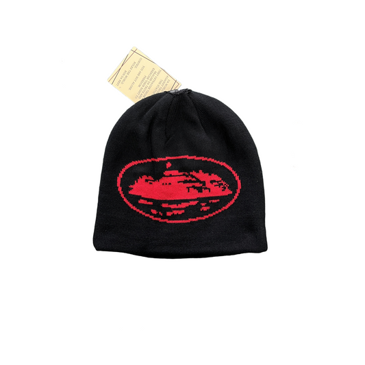 Corteiz Alcatraz Beanie Tricot Chaud Cap Demon Cold Hat - Noir/Rouge