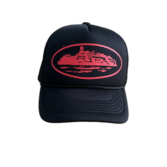 Corteiz Alcatraz  Foam Printed Trucker Cap - BLACK/RED