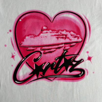 Corteiz Alcatraz Heart Tee  Short Sleeve T-shirt - WHITE/PINK