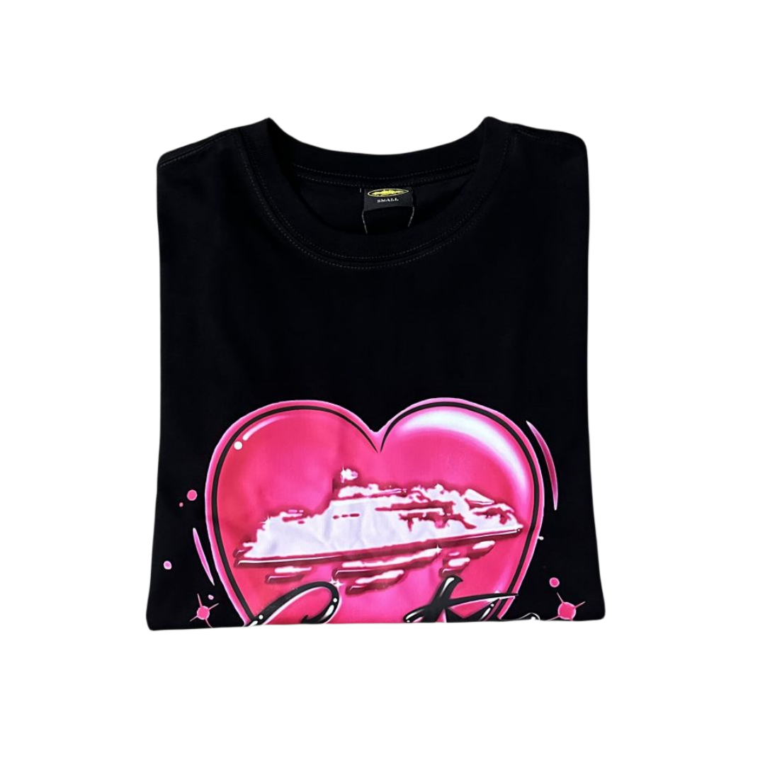 Corteiz T-shirt à manches courtes Corteiz Alcatraz Heart Tee - NOIR/ROSE