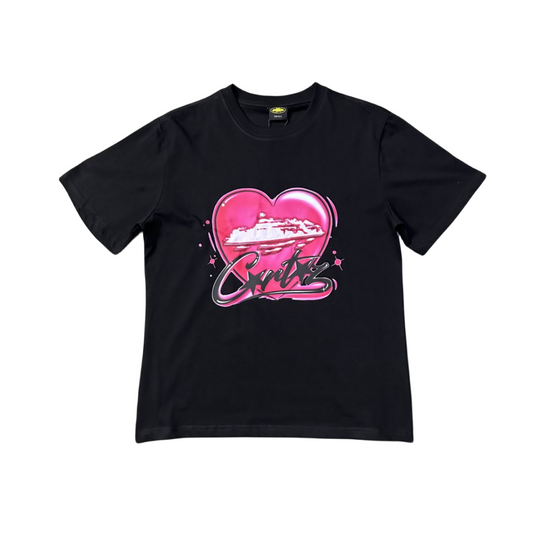 Corteiz Alcatraz Heart Tee Short Sleeve T-shirt - BLACK/PINK