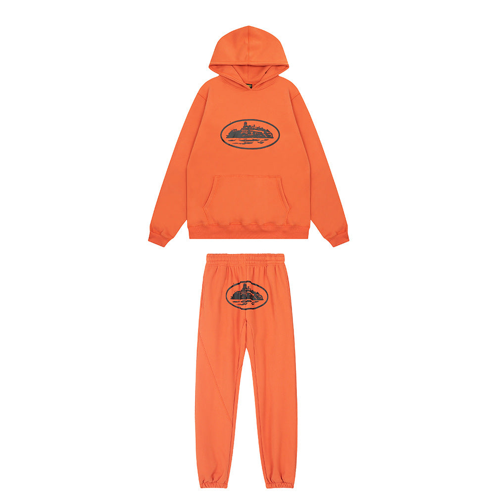 Corteiz Alcatraz Sweat À Capuche Et Pantalon Survêtements - Orange