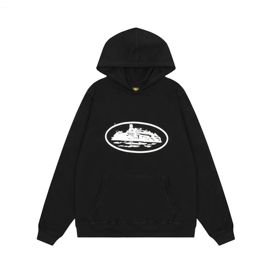 Corteiz Alcatraz Hoodie Hooded Long Sleeve Sweatshirt - BLACK