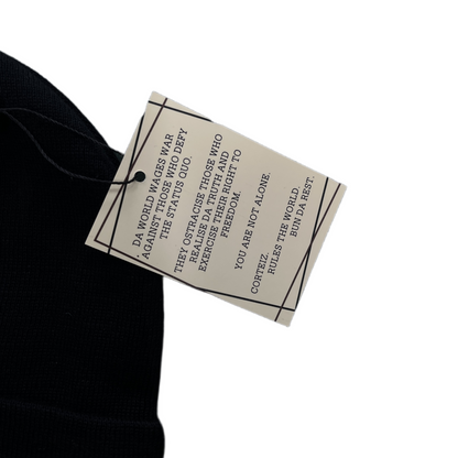 Corteiz Allstarz Folded Beanie Demon Embroidered Knitting Warm Cap Demon Printed Cold Hat - Black