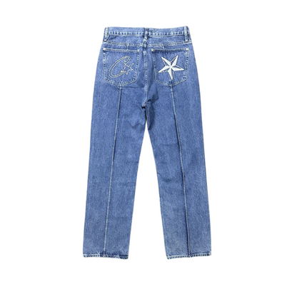 Pantalon unisexe Corteiz C-Star Denim Jeans pour hommes et femmes - BLEU