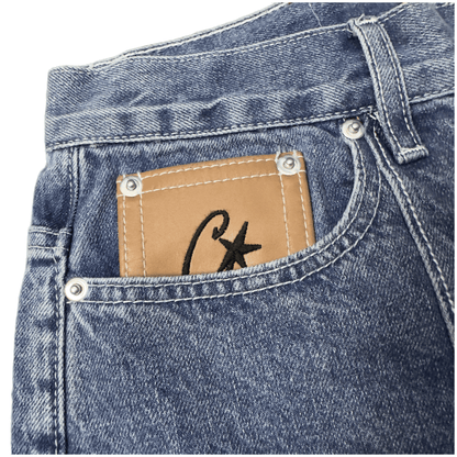 Corteiz C-Star Denim Shorts Jeans unisexe pour hommes et femmes - BLEU