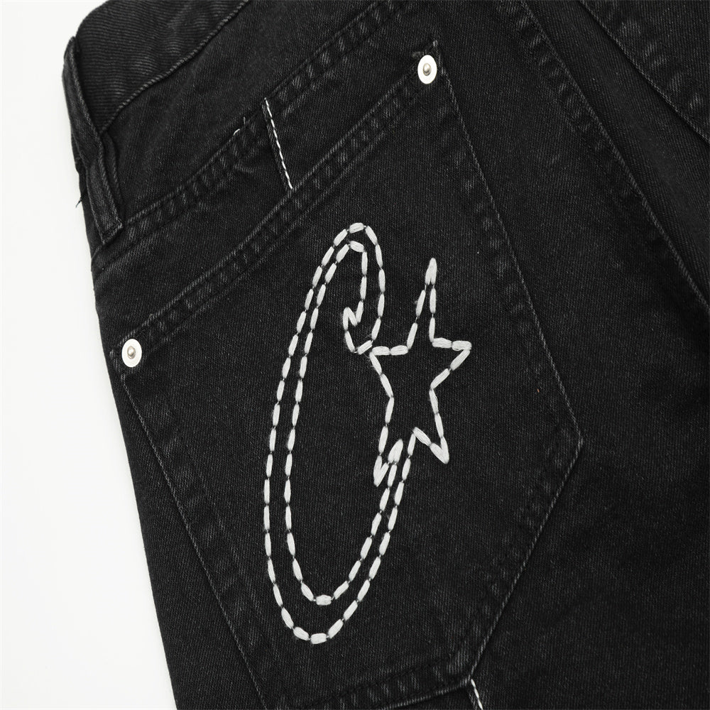 Corteiz C-Star Denim Shorts Men's Women's Unisex Jeans - Black