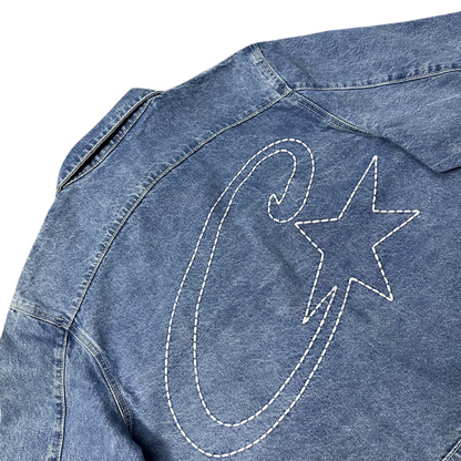 Corteiz C-Star Denim Trucker Jacket Veste en jean unisexe pour hommes et femmes - Bleu
