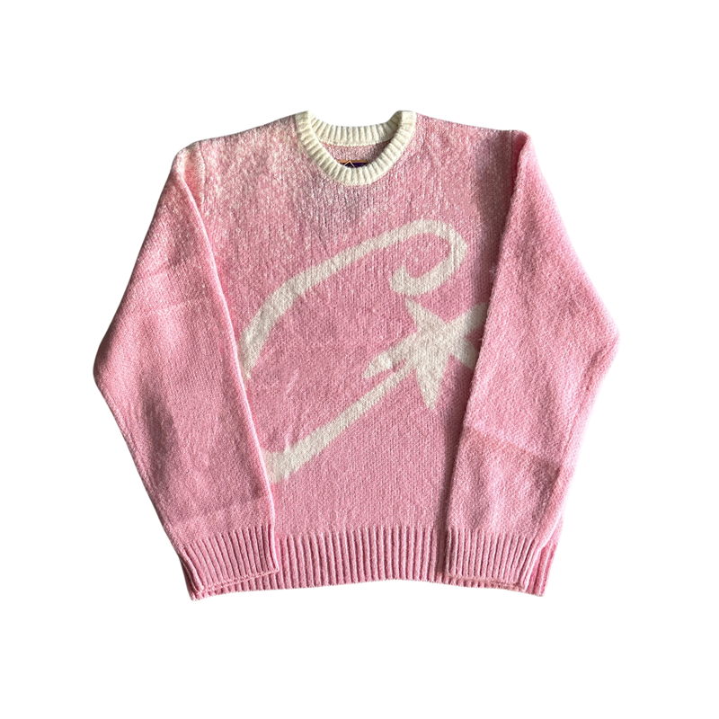 Corteiz C Star Mohairknit Sweater Jumper Tops -Pink