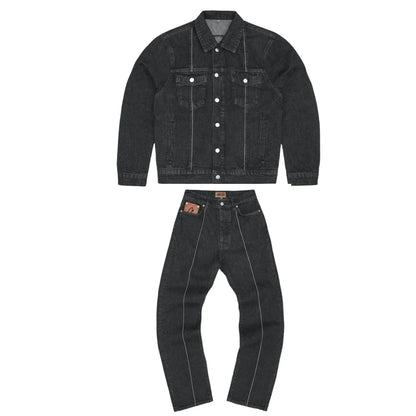 Corteiz C-Star Denim Trucker Jacket Veste en jean unisexe pour hommes et femmes - Noir