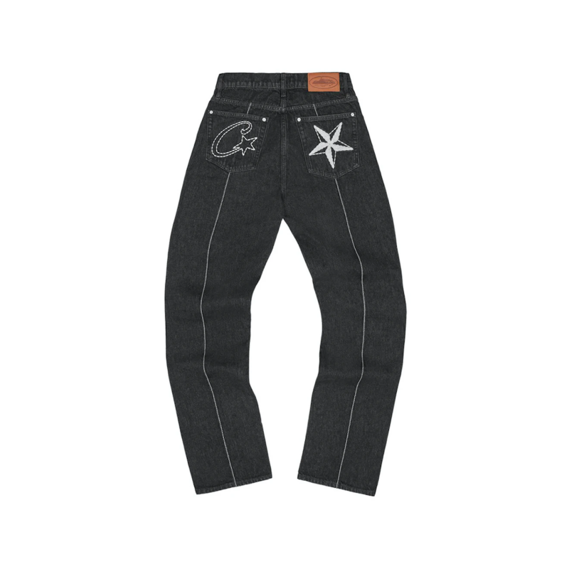 Corteiz C-Star Stitch-Down Denim Trucker Jacket Et Jeans Survêtements - Noir