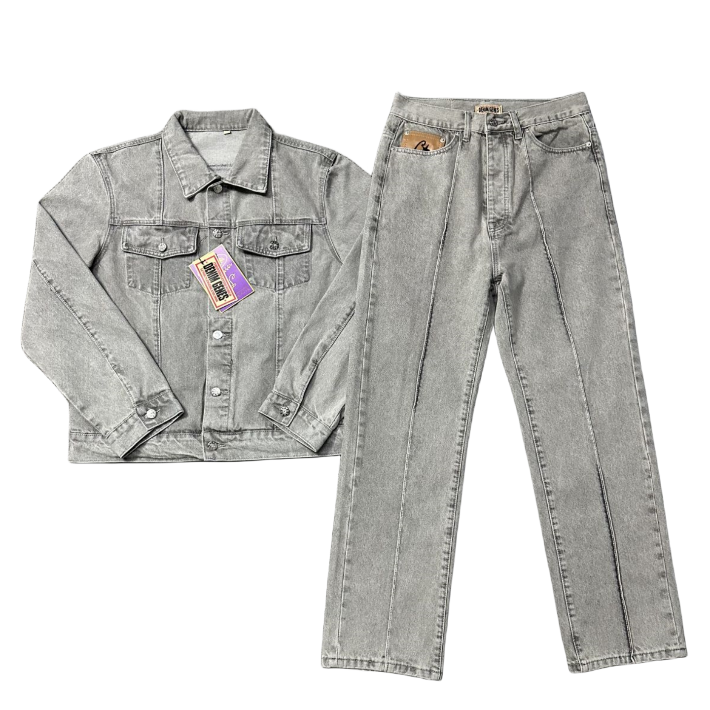 Corteiz C-Star Stitch-Down Denim Trucker Jacket Et Jeans Survêtements - Noir