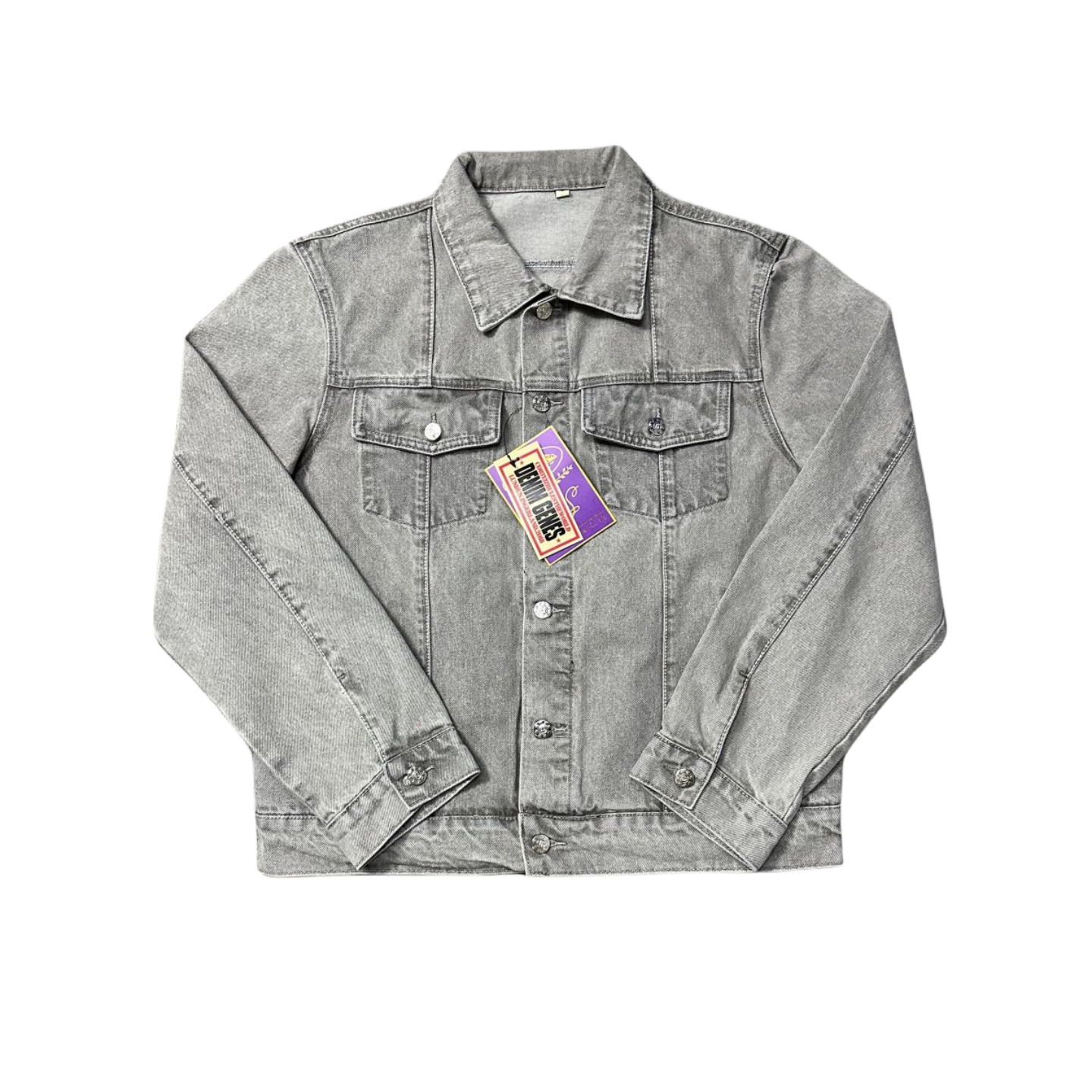 Corteiz C-Star Stitch-Down Denim Trucker Jacket And Jeans Suit Tracksuits - Gray