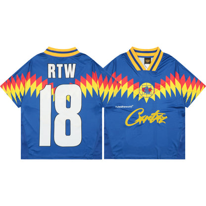Corteiz Club RTW Football Jersey Tee Short Sleeve T-shirt - BLUE
