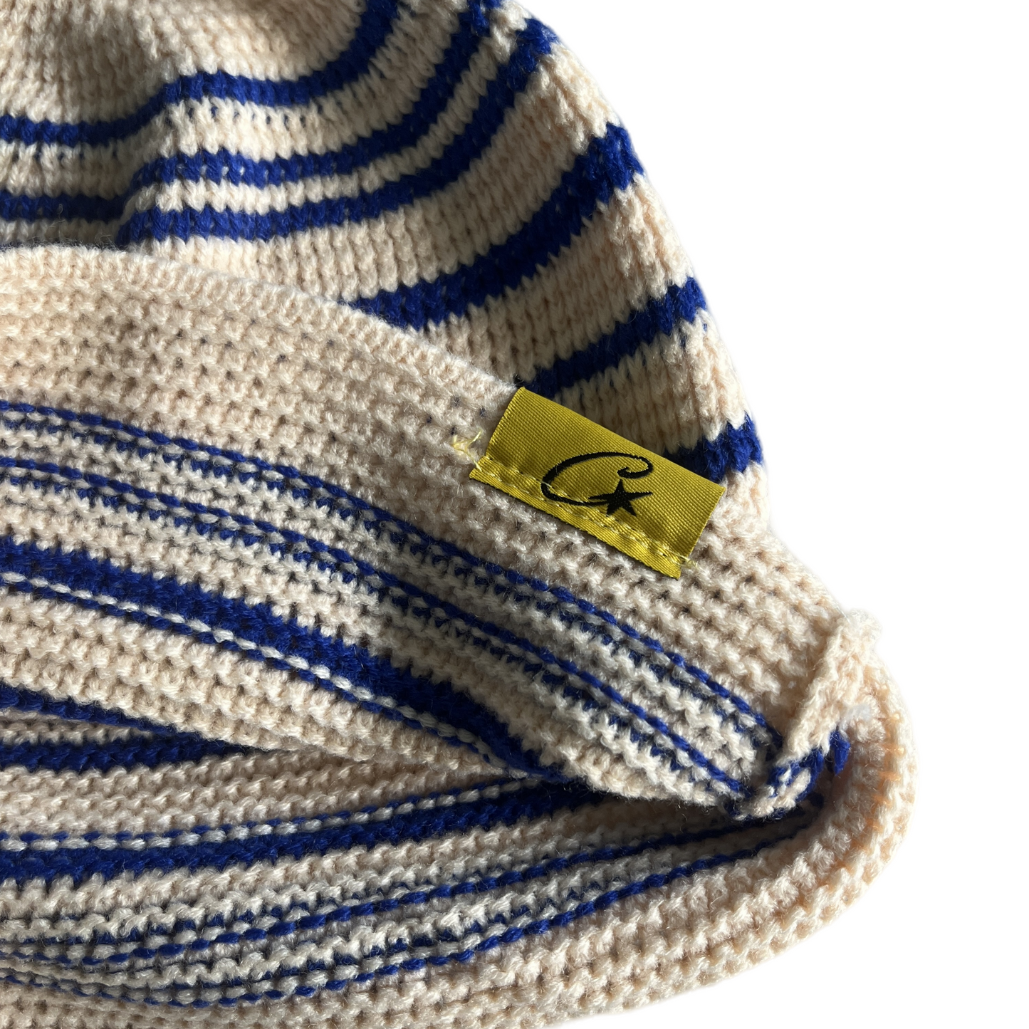 Corteiz Crochet Beanie Knitting Cap Warm Cap Cold Hat - Cream/Blue