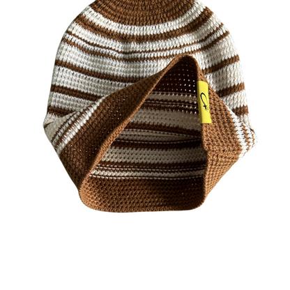 Corteiz Crochet Beanie Knitting Warm Cap Striped Cold Hat - Brown