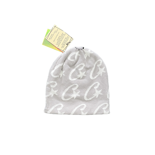 Corteiz Cstarz Monogram Alcatraz Beanie Knitting Warm Cap Demon Printed Cold Hat - Grey