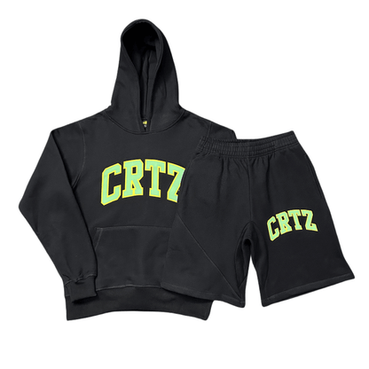 Corteiz Dropout Hoodie And Pants Trousers Tracksuits Alphabet Set - BLACK/GREEN