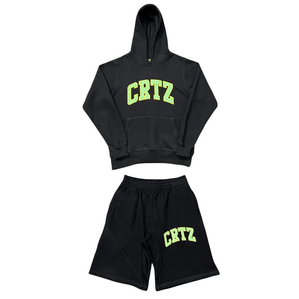 Corteiz Dropout Sweat à capuche et pantalon Pantalons Survêtements Alphabet Set - NOIR/VERT