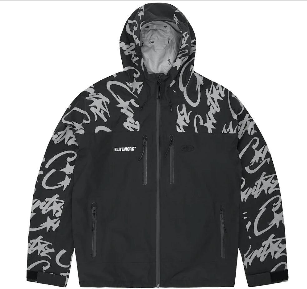 Corteiz Elitework Waterproof Jacket Windbreaker - BLACK