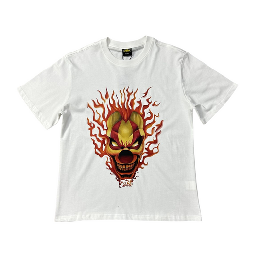 Corteiz Fire Flame Clown Head Short Sleeve T-shirt - White