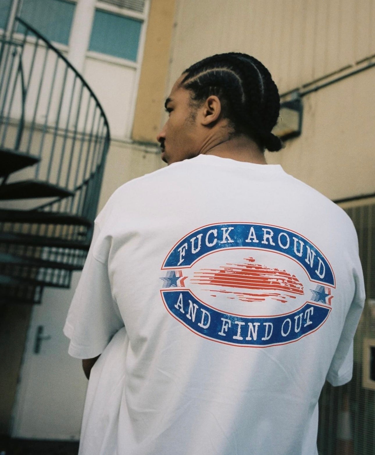 Corteiz Fuck Around And Find Out Tee Short Sleeve T-shirt - White/Blue - Hipstersbuy