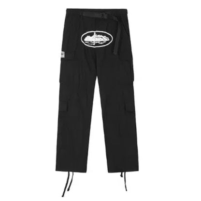 Corteiz Guerillaz Cargo Pants Trousers - BLACK/WHITE
