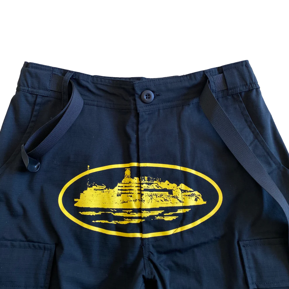 Corteiz Guerillaz Cargo Pants Trousers - BLACK/YELLOW