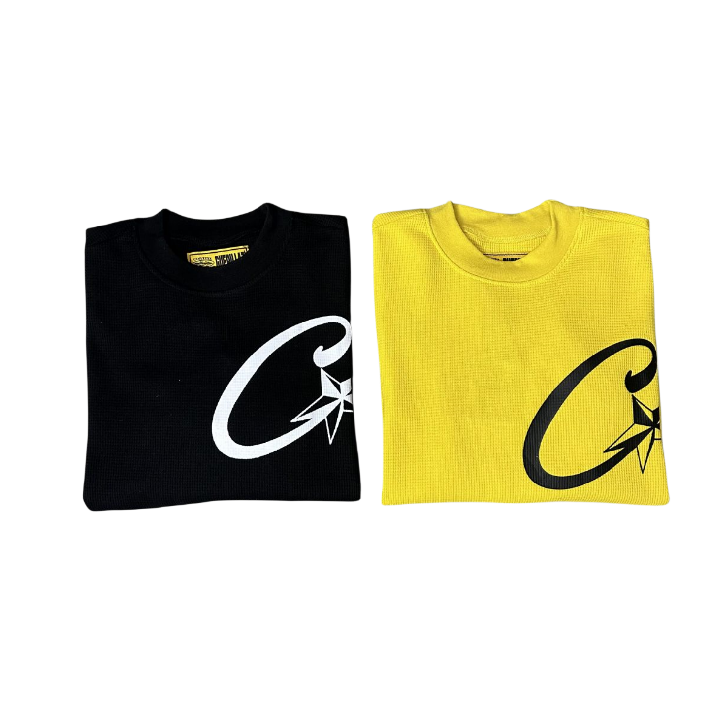 Corteiz Jersey Amarillo Camisetas Streetwear C Starz Tee Pullover Round Neck Long Sleeve Top-Black - Hipstersbuy