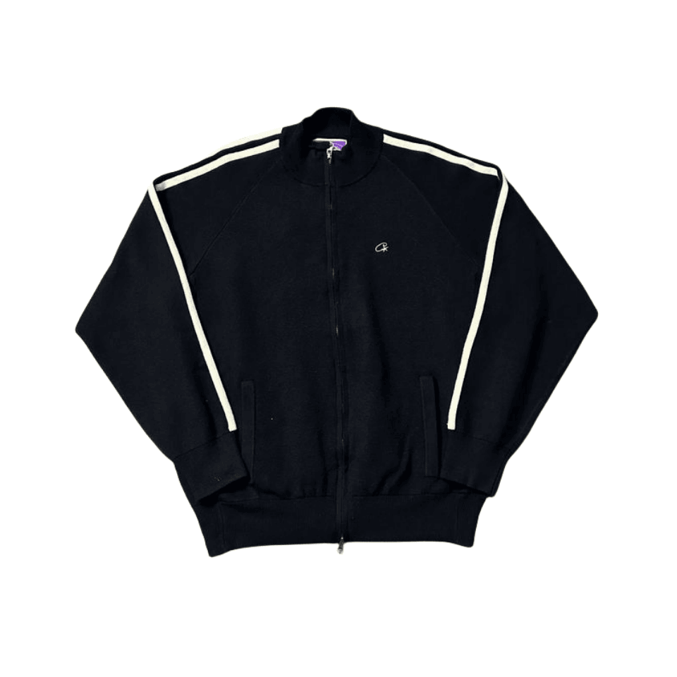 Corteiz Knit Zip Up Fleece Jacket - BLACK